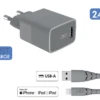 Chargeur Maison 2.4A IC Smart Garanti à Vie + Câble USB A/Lightning Gris - 100% Plastique Recyclé Force Power 1 Chargeur Maison 2.4A IC Smart Garanti à Vie + Câble USB A/Lightning Gris - 100% Plastique Recyclé Force Power -Force Mobility Shop fpcscblamfi1.2mrg main
