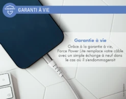 Câble Renforcé USB A/USB C 1,2 M 3A Garanti à Vie Blanc Force Power Lite -Force Mobility Shop fpliac1m2w 05