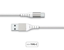 Câble Renforcé USB A/USB C 1,2 M 3A Garanti à Vie Blanc Force Power Lite