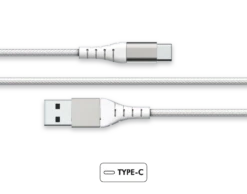 Câble Renforcé USB A/USB C 2 M 3A Garanti à Vie Blanc Force Power Lite