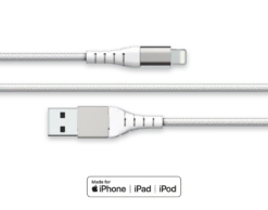 Câble Renforcé USB A/Lightning 2 M 2.4A Garanti à Vie Blanc Force Power Lite
