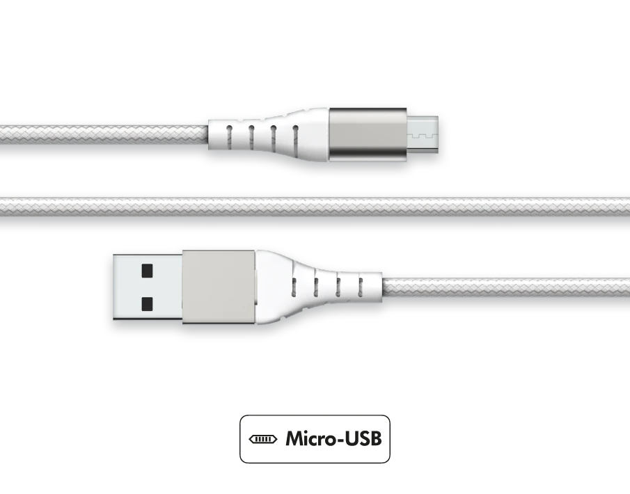 Câble Renforcé USB A/micro USB 2 M 2.1A Garanti à Vie Blanc Force Power Lite 3 Câble Renforcé USB A/micro USB 2 M 2.1A Garanti à Vie Blanc Force Power Lite