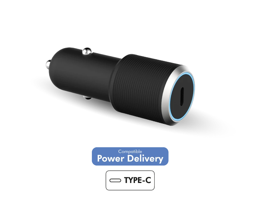 Chargeur Voiture USB C PD 25W Power Delivery Garanti à Vie Noir Force Power Lite 3 Chargeur Voiture USB C PD 25W Power Delivery Garanti à Vie Noir Force Power Lite
