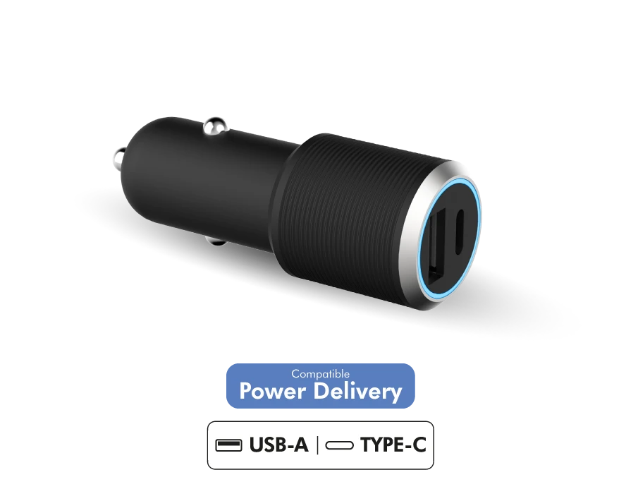 Double Chargeur Voiture USB A+C PD 37W (12+25W) Power Delivery Garanti à Vie Noir Force Power Lite 3 Double Chargeur Voiture USB A+C PD 37W (12+25W) Power Delivery Garanti à Vie Noir Force Power Lite