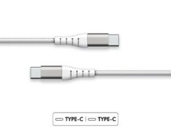 Câble Renforcé USB C/USB C 1,2 M 3A Garanti à Vie Blanc Force Power Lite