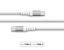 Câble Renforcé USB C/USB C 2 M 3A Garanti à Vie Blanc Force Power Lite