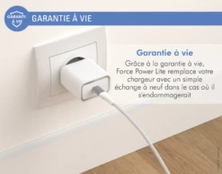 Chargeur Maison USB C PD 25W Power Delivery Garanti à Vie Blanc Force Power Lite -Force Mobility Shop fplics1c25wpdw 05