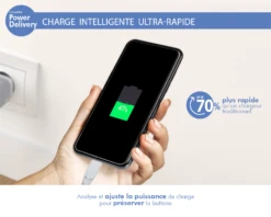 Chargeur Maison 25W Power Delivery Garanti à Vie + Câble USB C/USB C Blanc - 100% Plastique Recyclé Force Power Lite -Force Mobility Shop fplics25wcblccrw 04 pd