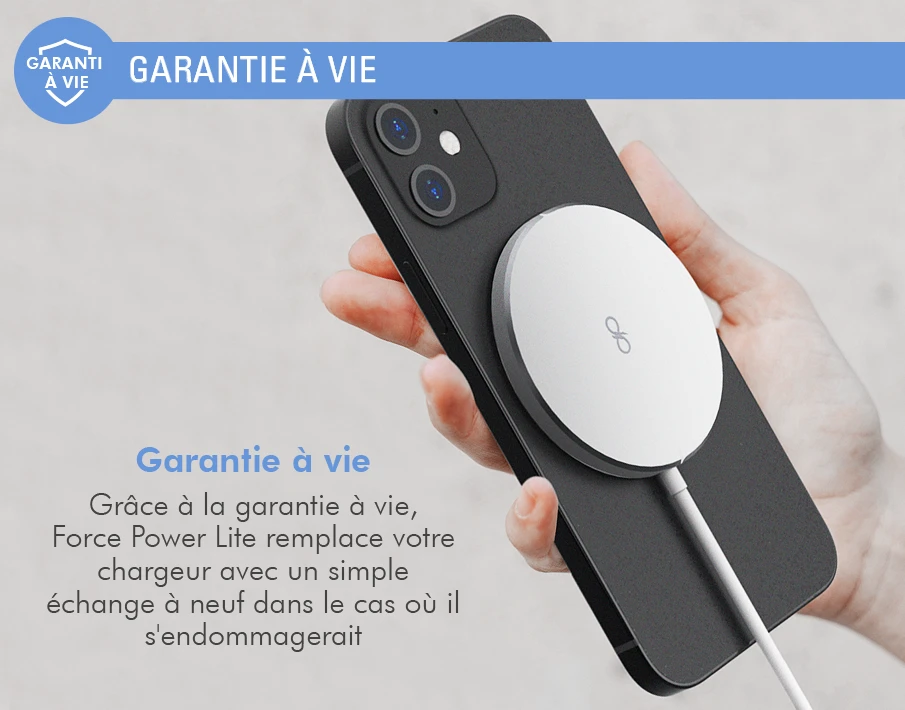 Chargeur Induction Garantie à Vie Compatible MagSafe 15W Blanc Force Power 7 Chargeur Induction Garantie à Vie Compatible MagSafe 15W Blanc Force Power – Image 5