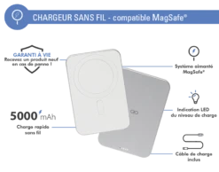 Batterie De Secours Induction 5000 MAh Compatible MagSafe Blanc Force Power -Force Mobility Shop fpmspb15ww 02