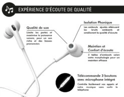 Ecouteurs Filaire Jack 3.5mm Blanc Garantie à Vie Force Play -Force Mobility Shop fpykpintrausbcw 03
