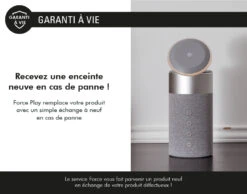 Double Chargeur Sans Fil (15W+5W) Compatible MagSafe + Enceinte Bluetooth® Silver - Garanti à Vie Force Play 17 Double Chargeur Sans Fil (15W+5W) Compatible MagSafe + Enceinte Bluetooth® Silver - Garanti à Vie Force Play -Force Mobility Shop fpyms2in1speakers 08 fr 1