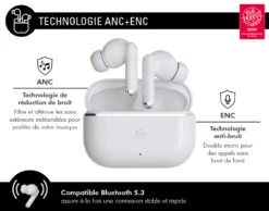 Ecouteurs Intra True Wireless Garanti à Vie Force Play 2 ANC Réduction De Bruit + ENC Technologie Anti-bruit 100% Plastique Recyclé Blanc Force Play -Force Mobility Shop fpytwsintraancrw 2024 03 fr