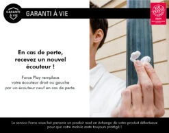 Ecouteurs Intra True Wireless Garanti à Vie Force Play 2 ANC Réduction De Bruit + ENC Technologie Anti-bruit 100% Plastique Recyclé Blanc Force Play -Force Mobility Shop fpytwsintraancrw 2024 06 fr